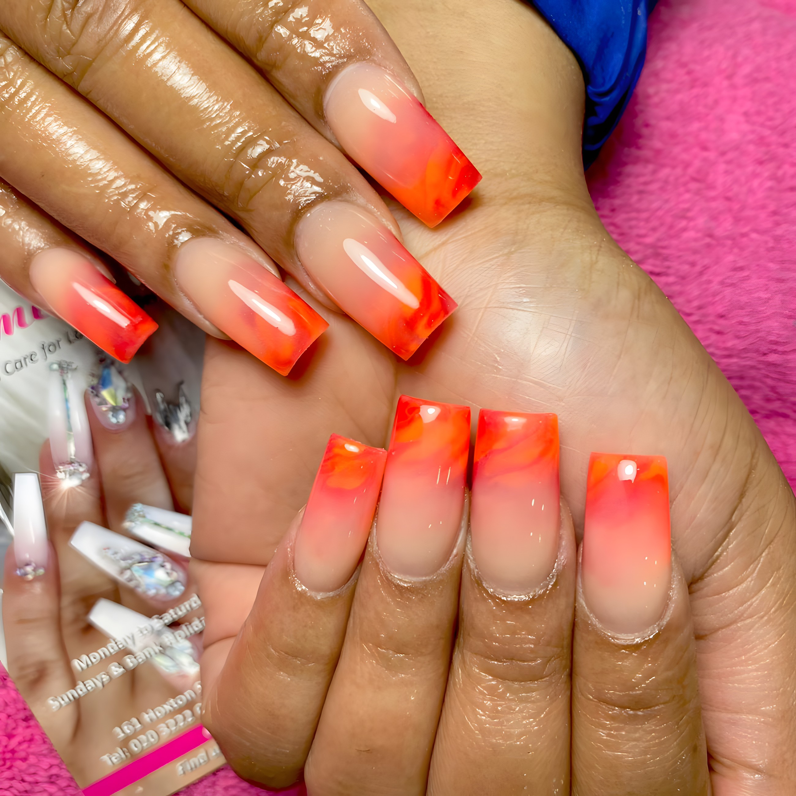 Orange ombré French tip nails